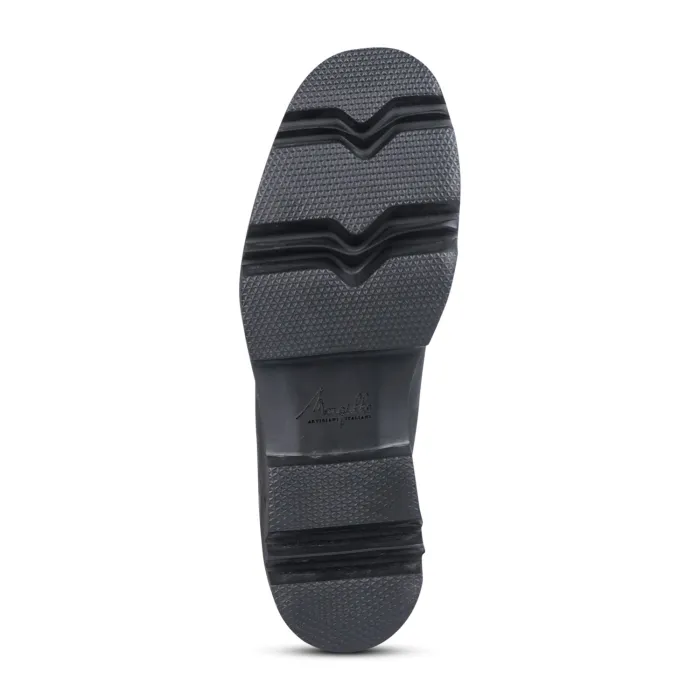 Morgillo - Stivaletto nero alto in pelle con elastico con fondo XL per uomo |