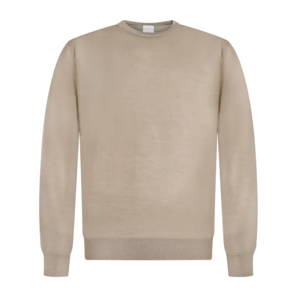 Pal Zileri - Maglione girocollo beige in lana vergine e seta per uomo |