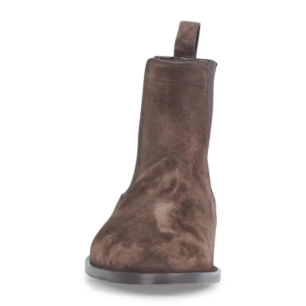 Morgillo - Stivaletto marrone in pelle scamosciata con elastico per uomo | 2