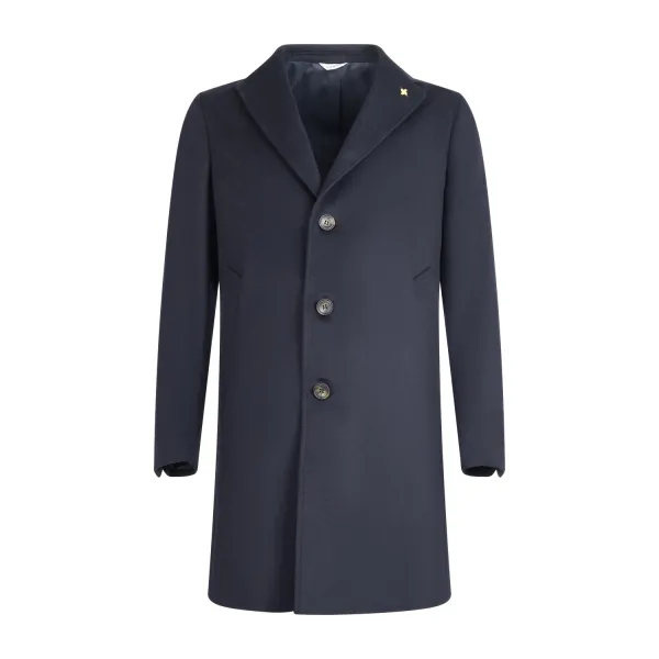 Alessandro Gilles - Cappotto blu monopetto in lana e cashmere per uomo | cd32