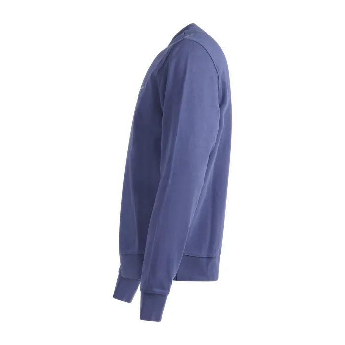 Harmont & Blaine - Felpa blu girocollo in cotone con patch logo gommato sul