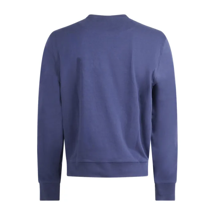 Harmont & Blaine - Felpa blu girocollo in cotone con patch logo gommato sul