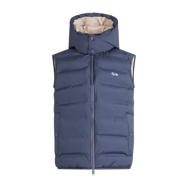 Harmont & Blaine - Gilet blu in nylon stretch con cappuccio per uomo |