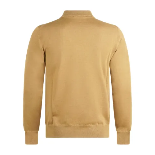 +39 Masq - Maglione girocollo alto marrone in lana merino extrafine per uomo |