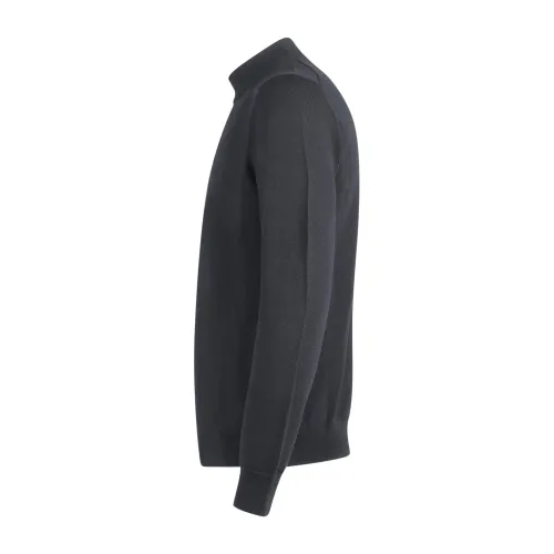 +39 Masq - Maglione girocollo alto nero in lana merino extrafine per uomo |