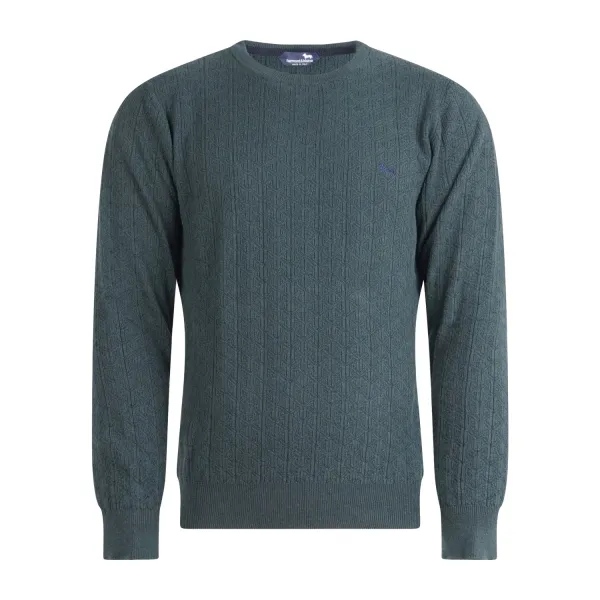 Harmont & Blaine - Maglione girocollo verde con lavorazione 3D per uomo |