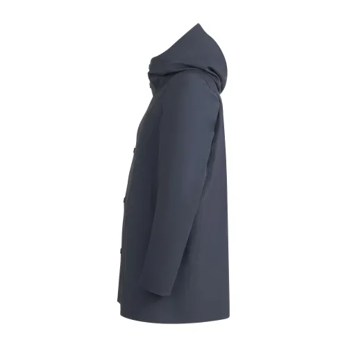 Harmont & Blaine - Trench nero in tessuto tecnico con cappuccio per uomo |