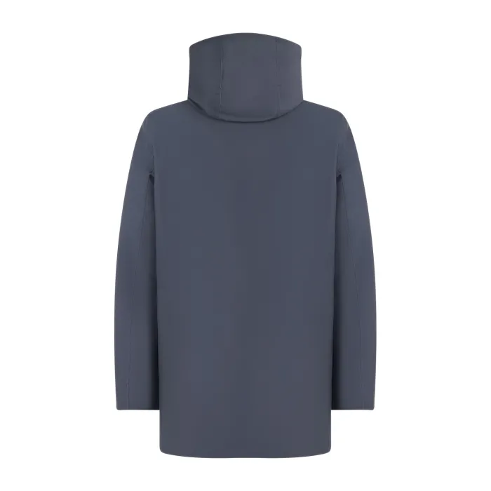 Harmont & Blaine - Trench nero in tessuto tecnico con cappuccio per uomo |