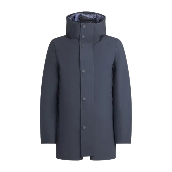 Harmont & Blaine - Trench nero in tessuto tecnico con cappuccio per uomo |