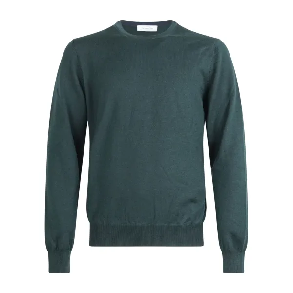 Gran Sasso - Maglione girocollo verde in lana vergine extrafine merinos over