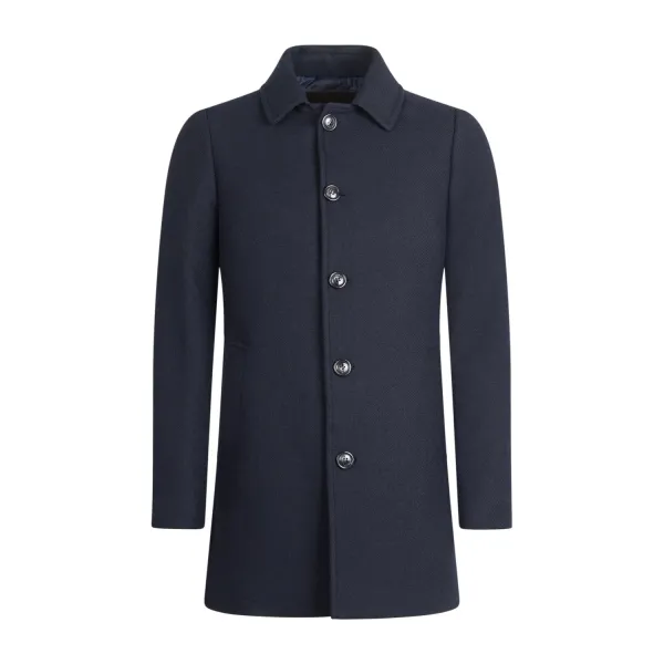 Luca Bertelli - Cappotto blu in lana per uomo | g81502 navy