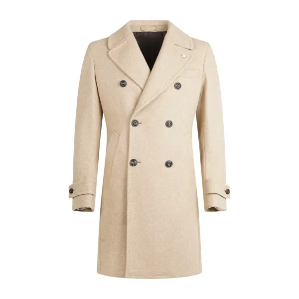 L.B.M. 1911 - Cappotto beige doppiopetto in lana per uomo | m7453 t35703/3