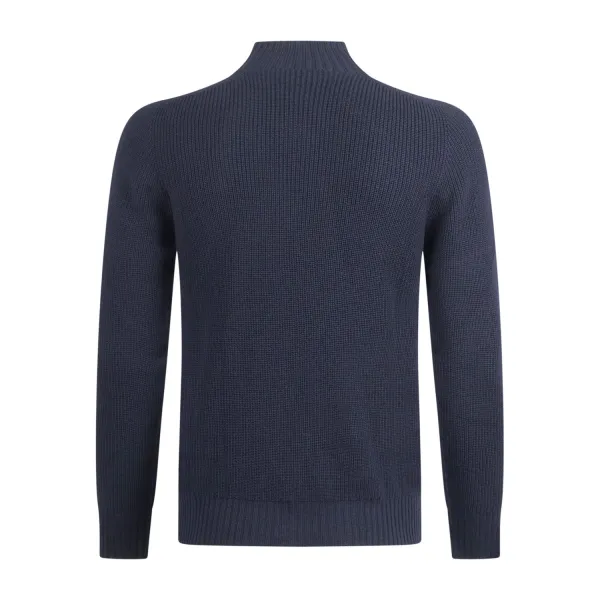 Gran Sasso - Lupetto blu in lana vergine con lavorazione a treccia per uomo |