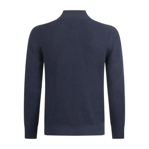 Gran Sasso - Lupetto blu in lana vergine con lavorazione a treccia per uomo |