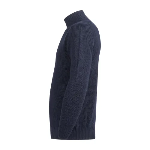 Gran Sasso - Lupetto blu in lana vergine con lavorazione a treccia per uomo |