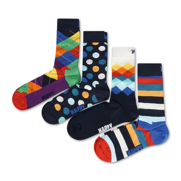 Happy Socks - Set 4 calze multicolore con fantasia classica nei colori