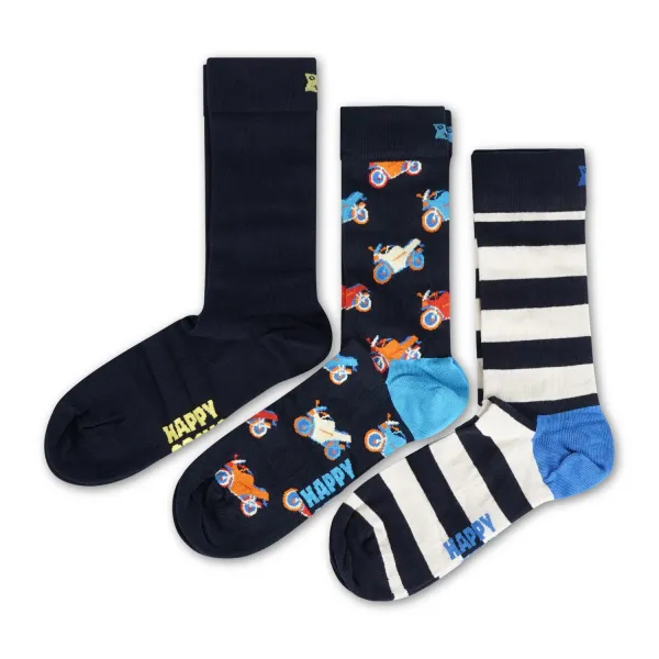 Happy Socks - Set 3 calze multicolore in confezione moto retrò per uomo |