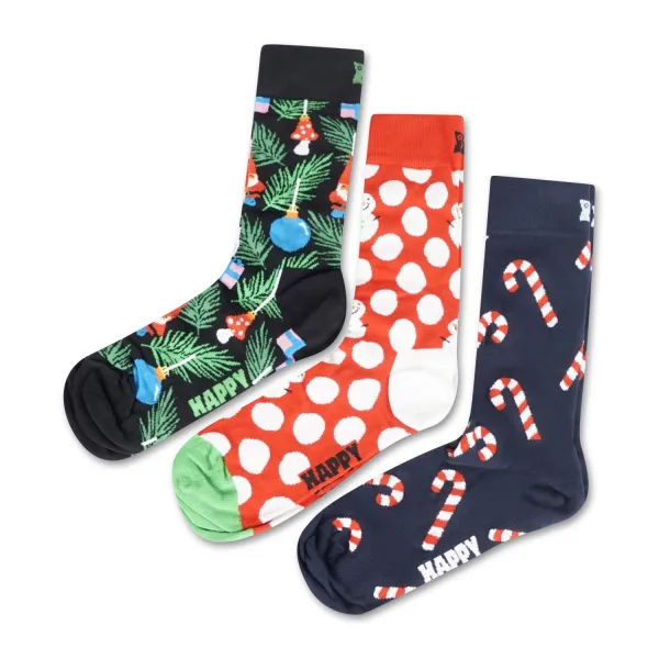 Happy Socks - Set 3 calze multicolore in confezione calza natalizia per uomo |