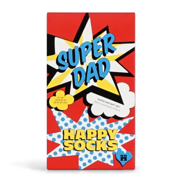 Happy Socks - Set 3 calze multicolore con fantasia super dad per uomo | xfat08 2