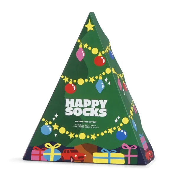 Happy Socks - Set 3 calze multicolore con fantasia ogetti natalizi e confezione 2
