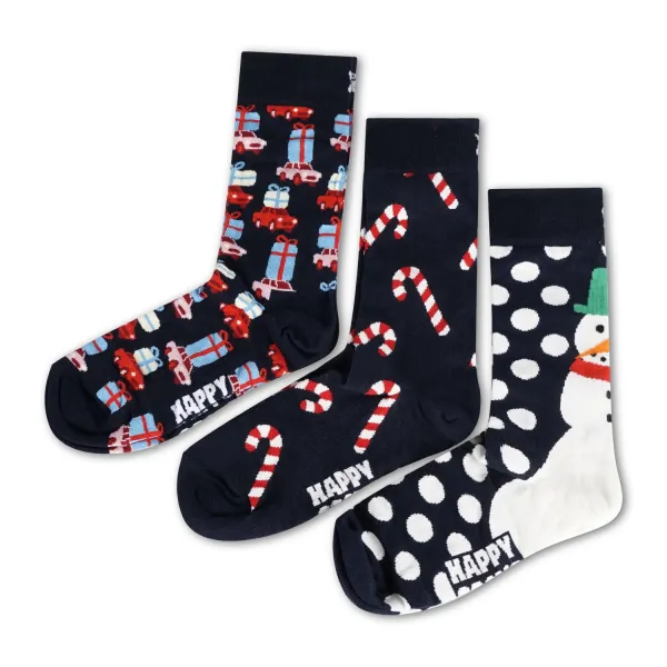 Happy Socks - Set 3 calze multicolore con fantasia natalizia per uomo | p001740