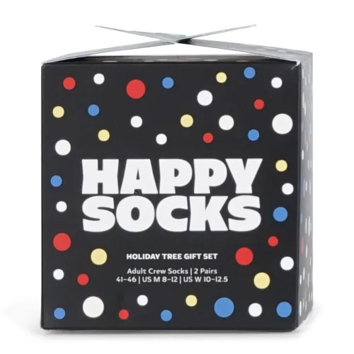 Happy Socks - Set 2 calze multicolore con fantasia albero di natale per uomo |