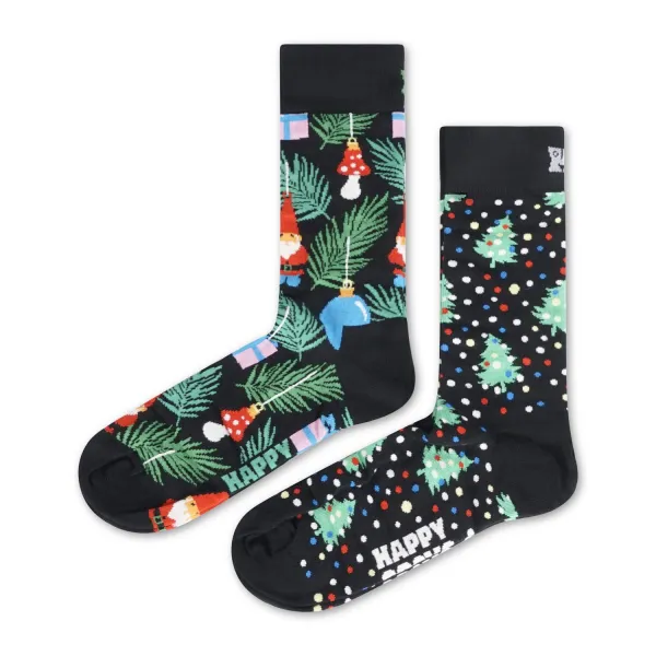 Happy Socks - Set 2 calze multicolore con fantasia albero di natale per uomo |