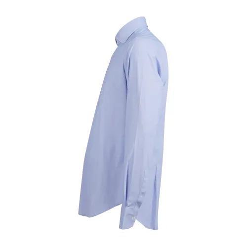 Lavorazione Sartoriale - Camicia celeste in tessuto tecnico a fantasia custom