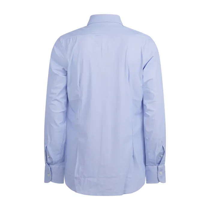 Lavorazione Sartoriale - Camicia celeste in tessuto tecnico a fantasia custom