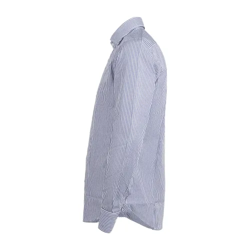 Lavorazione Sartoriale - Camicia bianca rigata in cotone custom fit per uomo |