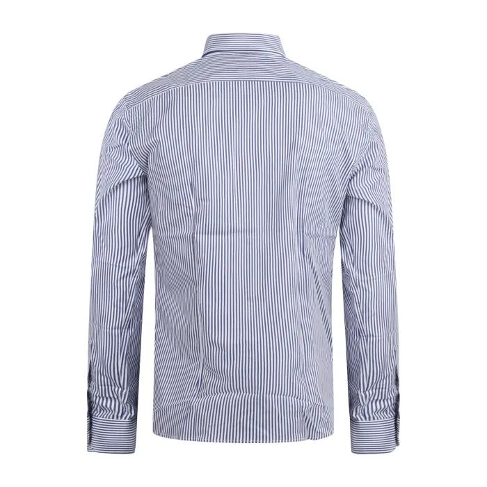 Lavorazione Sartoriale - Camicia bianca rigata in cotone custom fit per uomo |