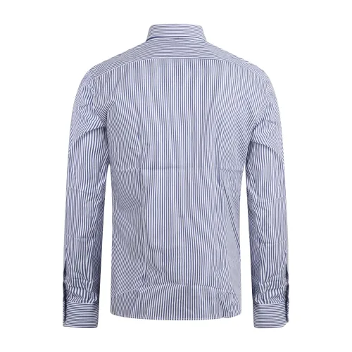 Lavorazione Sartoriale - Camicia bianca rigata in cotone custom fit per uomo |