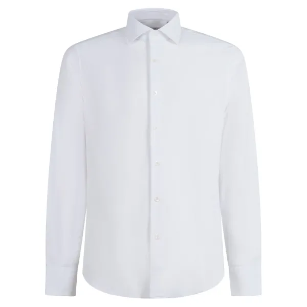 Lavorazione Sartoriale - Camicia bianca in tessuto tecnico custom fit per uomo