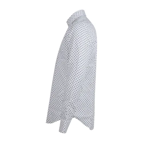 Lavorazione Sartoriale - Camicia bianca a fantasia pois in cotone custom fit