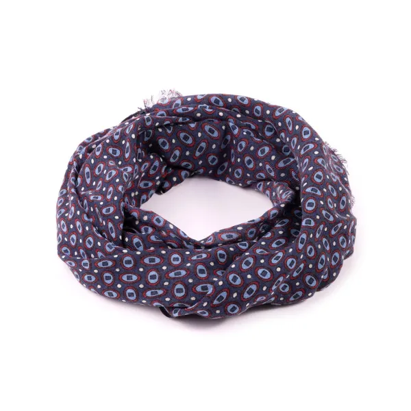 Bahobab - Sciarpa blu a fantasia astratta in lana per uomo | 24sa50 blu