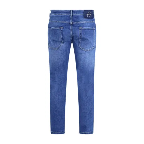 Camouflage - Jeans denim scuro 5 tasche skinny tela candiani per uomo | d108