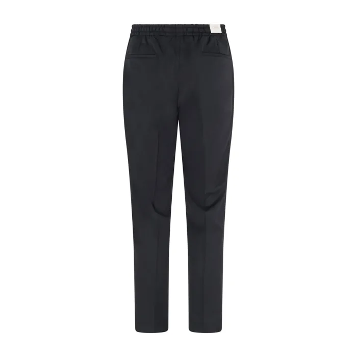 Briglia 1949 - Pantalone nero in lana con elastico in vita e coulisse per uomo