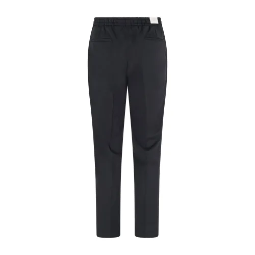Briglia 1949 - Pantalone nero in lana con elastico in vita e coulisse per uomo