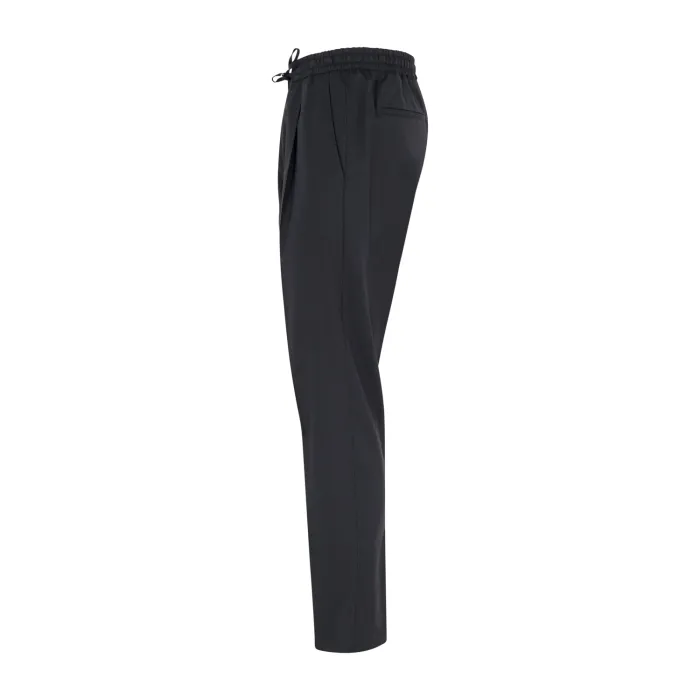 Briglia 1949 - Pantalone nero in lana con elastico in vita e coulisse per uomo