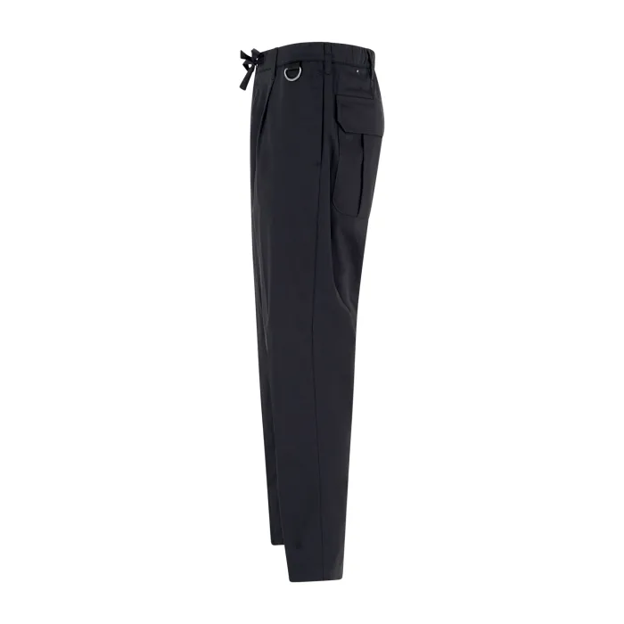 Officina36 - Pantalone nero con pence ed elastico in vita e laccettini per uomo