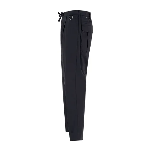 Officina36 - Pantalone nero con pence ed elastico in vita e laccettini per uomo