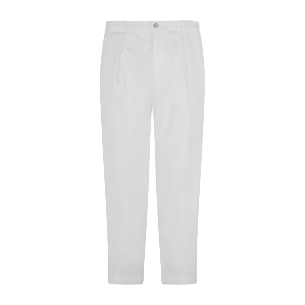 Briglia 1949 - Pantalone bianco portobellos tasca a filo in cotone con pence