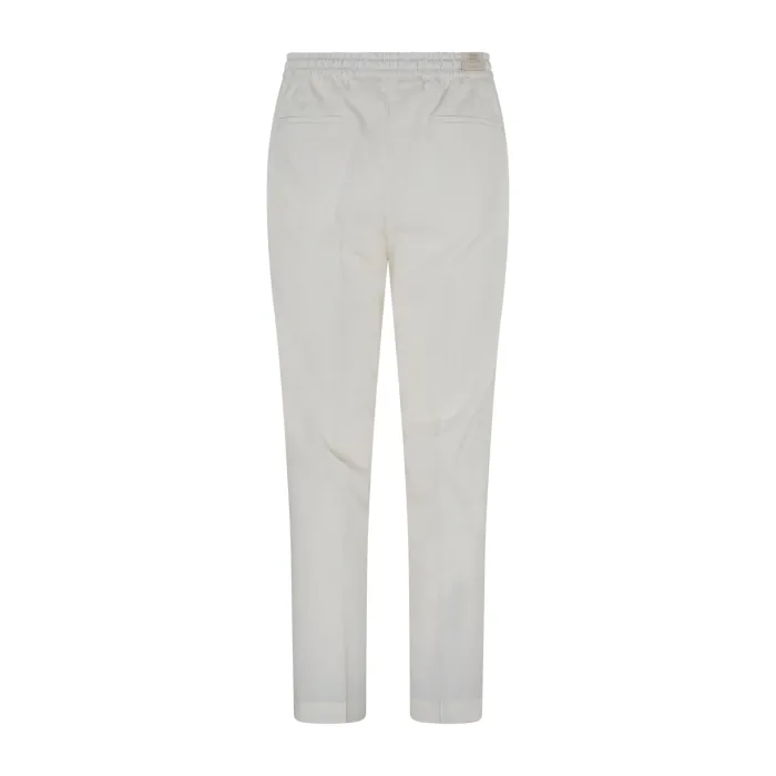 Briglia 1949 - Pantalone bianco in lana con elastico in vita e coulisse per