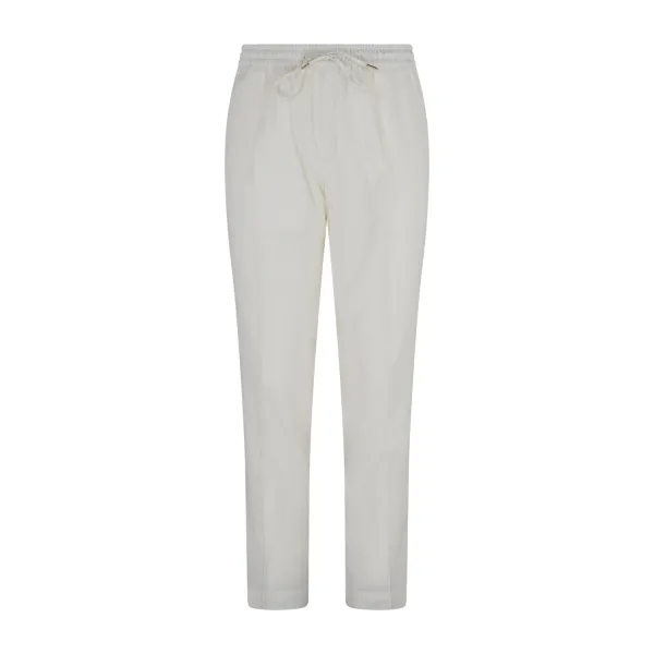 Briglia 1949 - Pantalone bianco in lana con elastico in vita e coulisse per