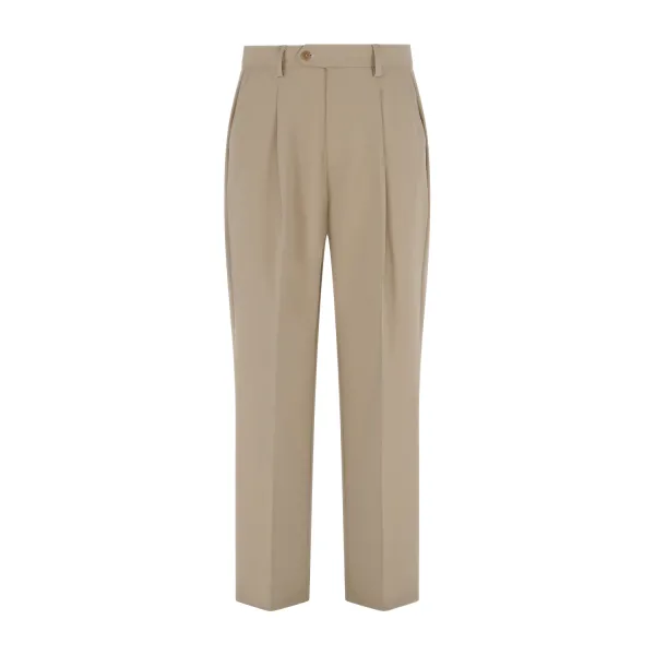 Marsem - Pantalone beige con pence sul fronte e fondo a palazzo per uomo | p056