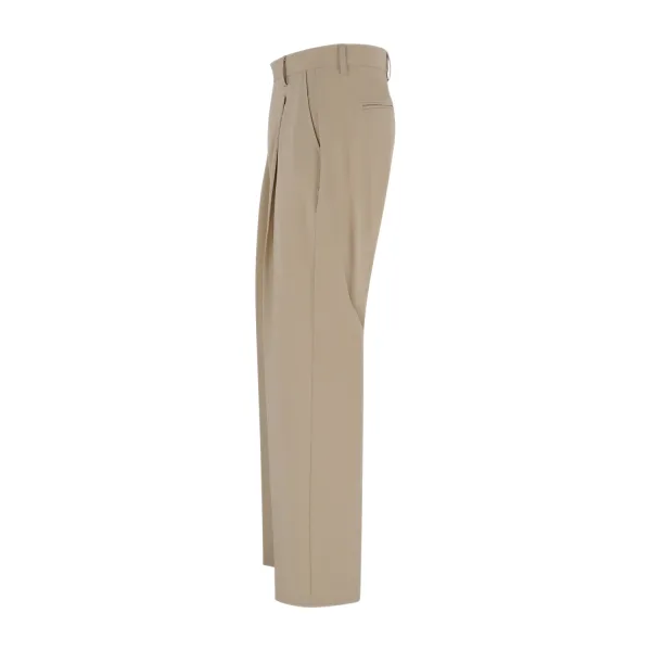Marsem - Pantalone beige con pence sul fronte e fondo a palazzo per uomo | p056 2