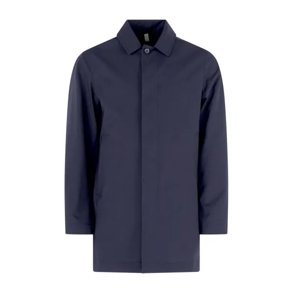 DUNO - Trench blu in tessuto superlight misto lana per uomo | adam sg marola