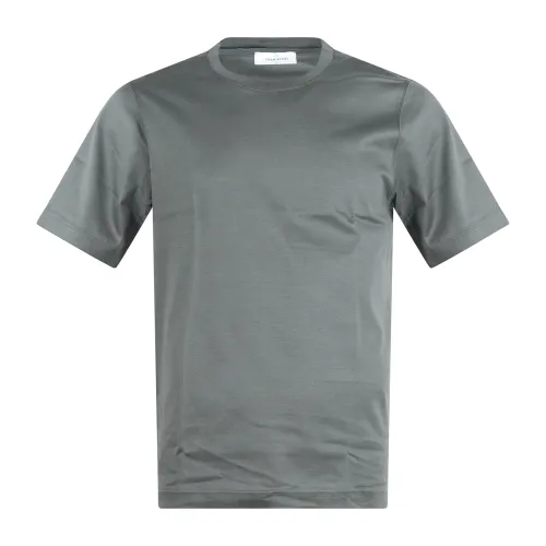 Gran Sasso - T-shirt verde manica corta in cotone filo di scozia per uomo |