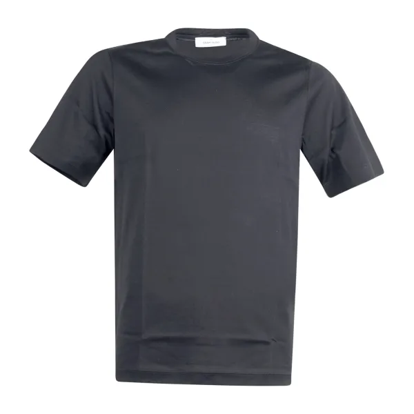 Gran Sasso - T-shirt nera manica corta in cotone filo di scozia per uomo |