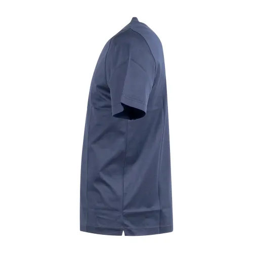 Gran Sasso - T-shirt blu manica corta in cotone filo di scozia per uomo |
